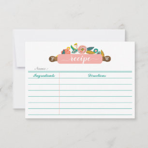 Bold Abstract Floral & Foliage Rolling Pin Recipe Card