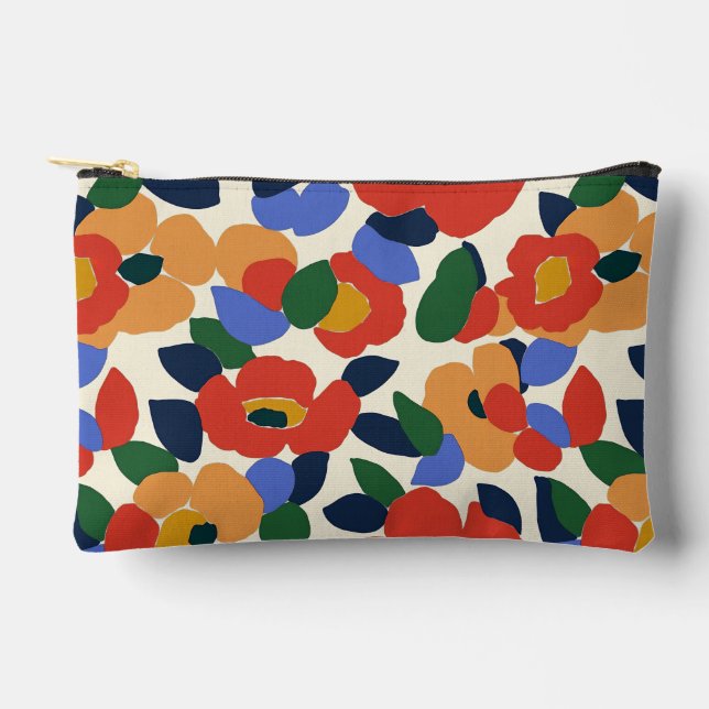 Bold Abstract Floral Pattern Accessory Pouch (Front)