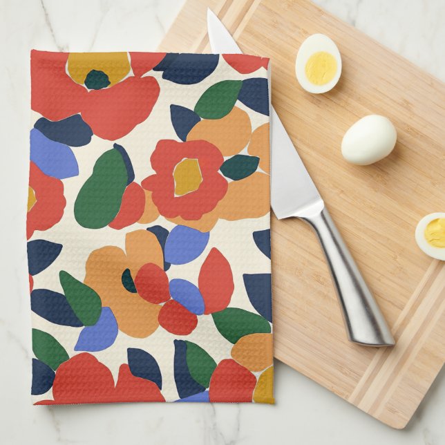 Bold Abstract Floral Pattern Kitchen Towel (Quarter Fold)
