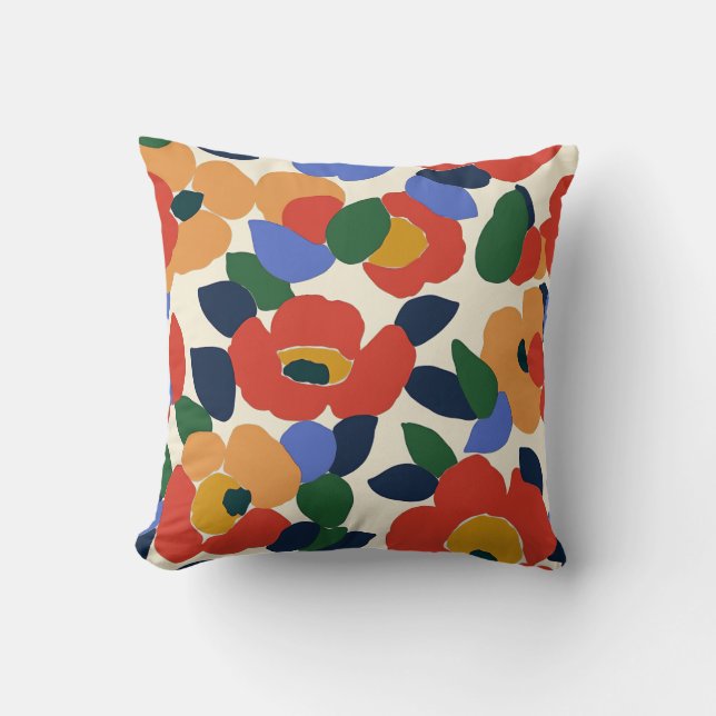 Bold Abstract Floral Pattern Throw Pillow (Front)