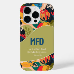 Bold Abstract Floral Phil. 4:13 Monogram Case-Mate iPhone 14 Pro Case