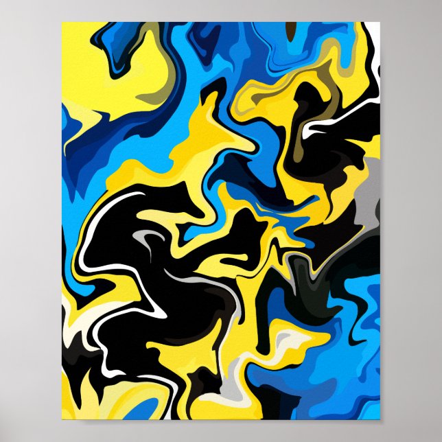 Bold Abstract Fluid Art Poster (Front)
