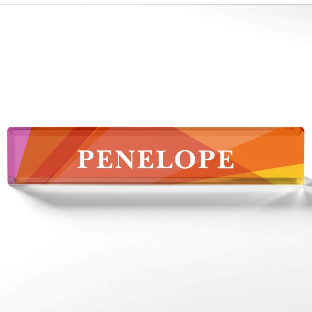 Bold Abstract Geometric Colour Personalized Nameplate (Front)