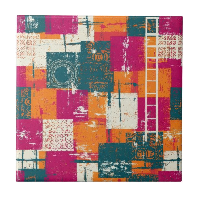 Bold Abstract Geometric - Grunge Brush Texture (1) Tile (Front)