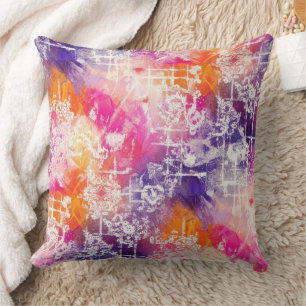Bold Abstract Geometric - Grunge Brush Texture (4) Throw Pillow