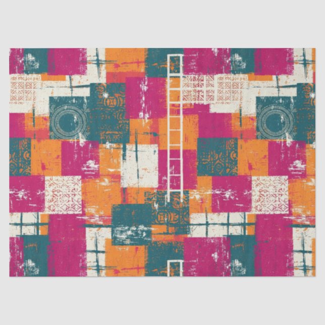 Bold Abstract Geometric - Grunge Brush Texture Tissue Paper (Front)