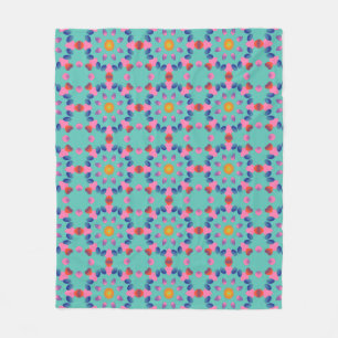 Bold Abstract Geometric Pattern in Pink and Blue  Fleece Blanket