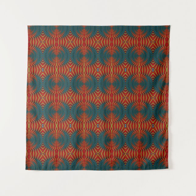   Bold Abstract Hippie Cool Red Blue Ethnic Trippy Tapestry (Front)