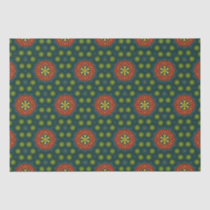 Bold Abstract Hippie Cute Red Green Ethnic Tribal Tissue Paper
