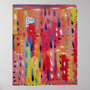 Bold Abstract in Red Orange and Yellow Poster