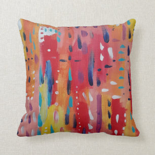 Bold Abstract in Red Orange and Yellow Throw Pillow
