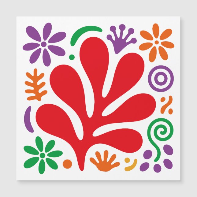 Bold Abstract Magnetic Card Floral Matisse Style (Front)