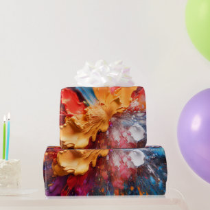 Bold Abstract Oil Paint Splash Luxury Wrapping Paper