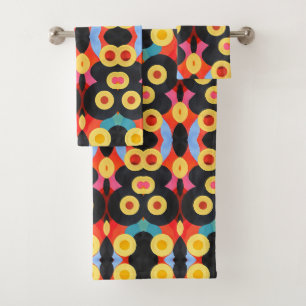 Bold abstract orange yellow bath towel set