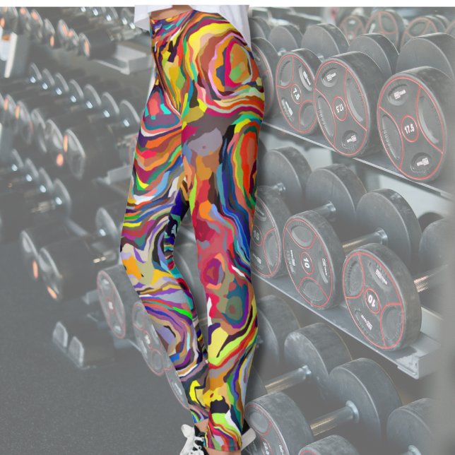 Bold Abstract Paint Strokes in Vibrant Colors Leggings (Creator Uploaded)