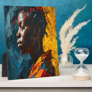 Bold Abstract Portrait Vibrant Expressionism Art Plaque