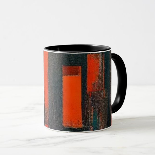 Bold Abstract Red and Black Art Mug (Front Right)