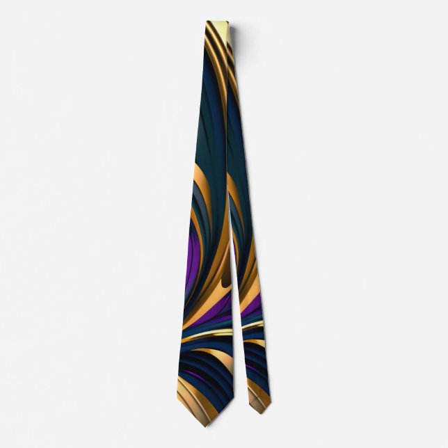 Bold abstract strokes in purple gold tie (Front)