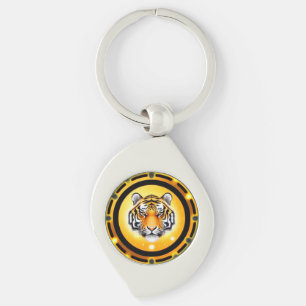 Bold Abstract Tiger Illustration Keychain