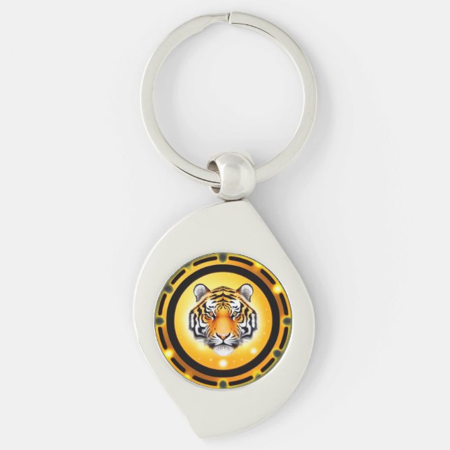 Bold Abstract Tiger Illustration Keychain (Front)