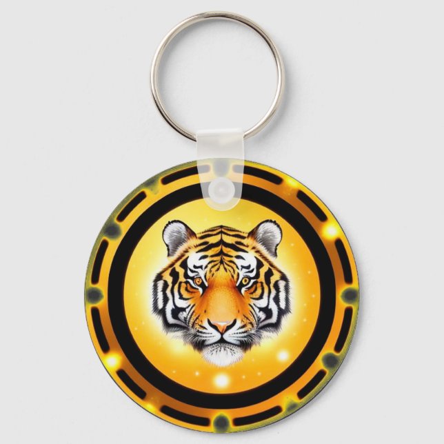 Bold Abstract Tiger Illustration Keychain (Front)