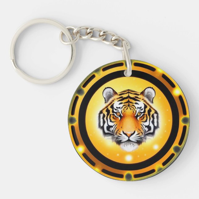 Bold Abstract Tiger Illustration Keychain (Front)
