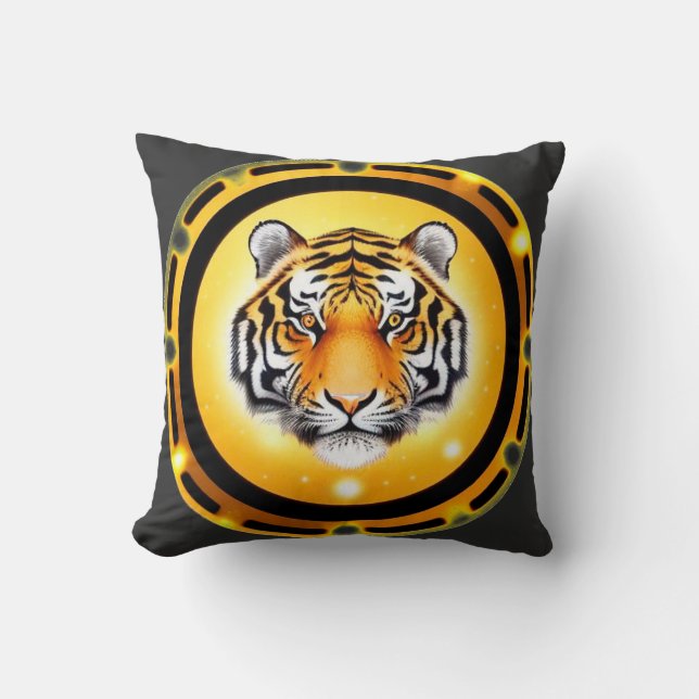 Bold Abstract Tiger Throw Pillow (Front)