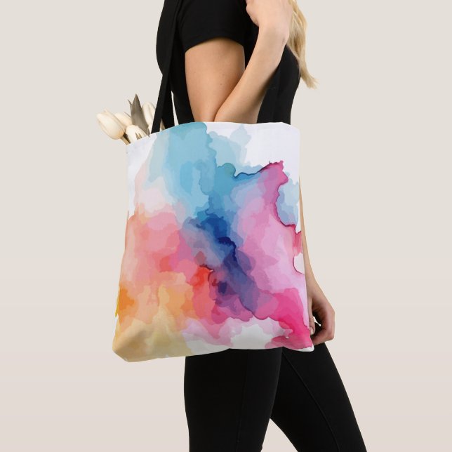Bold Abstract Watercolor Everyday Tote Bag (Close Up)