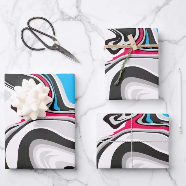 Bold Abstract Waves with Bright Contrasts Wrapping Paper Sheet (Front)