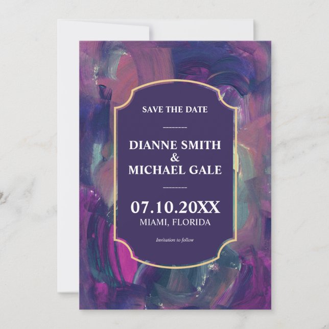 Bold Acrylic Painting Save the Date Invitation (Front)