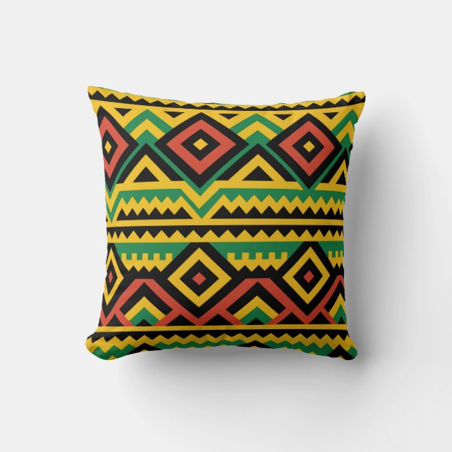Bold African Print Design Throw Pillow (Front)