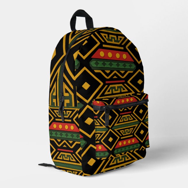 Bold African Print Printed Backpack (Back Corner Left)