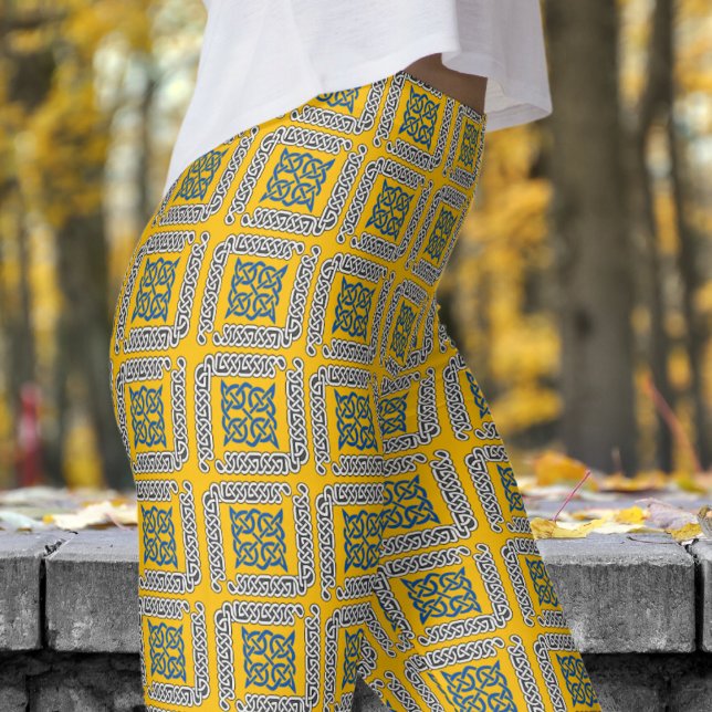 Bold Amber Orange and Black Tribal Pattern Leggings (Bold Amber Orange and Black Tribal Pattern Leggings)