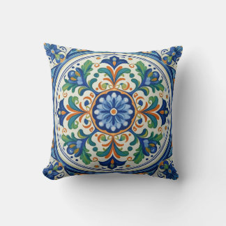 Bold and Blue: Azulejo Artistry Throw Pillow