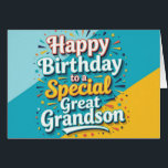 Bold and Bright Birthday Card for Great Grandson<br><div class="desc">Make your great-grandson’s birthday shine with this bright and cheerful card! Bursting with bold colours, fun fonts, and playful energy, it’s the perfect way to celebrate a boy who brings so much joy. The inside is ready for your personalized message, heartfelt note, or even a favourite photo. Great for any...</div>