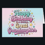 Bold and Bright Birthday Card Great Granddaughter<br><div class="desc">Make your great-granddaughter’s birthday shine with this bright and cheerful card! Bursting with bright pastel colours, fun fonts, and playful energy, it’s the perfect way to celebrate a girl who brings so much joy. The inside includes a wonderful heartfelt verse, but is ready for your personalized message, thoughtful note, or...</div>