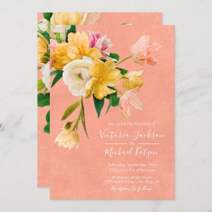 Bold and Bright Blooms Floral Wedding Invitation