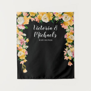 Bold and Bright Bridal Shower Floral backdrop Tapestry