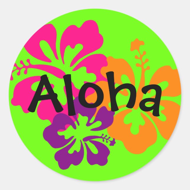 Bold and Bright Hawaiian Flowers Classic Round Sticker (Front)