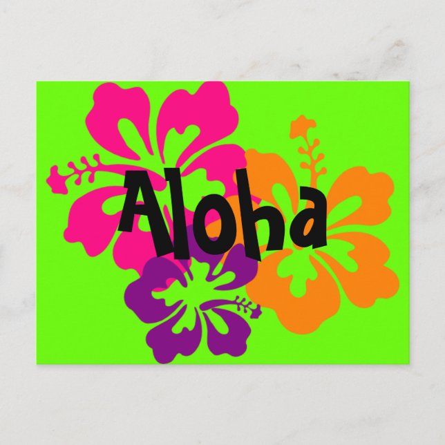 Bold and Bright Hawaiian Flowers Postcard (Front)