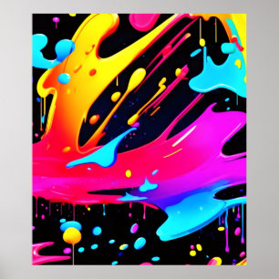 Bold and Bright Paint Splatter Art Poster