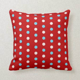 Bold and Bright Red and Blue Polka Dots Gifts Throw Pillow