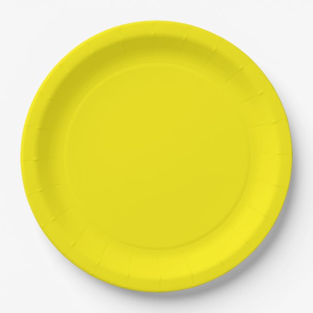 Bold and Bright Yellow Paper Plate (Front)