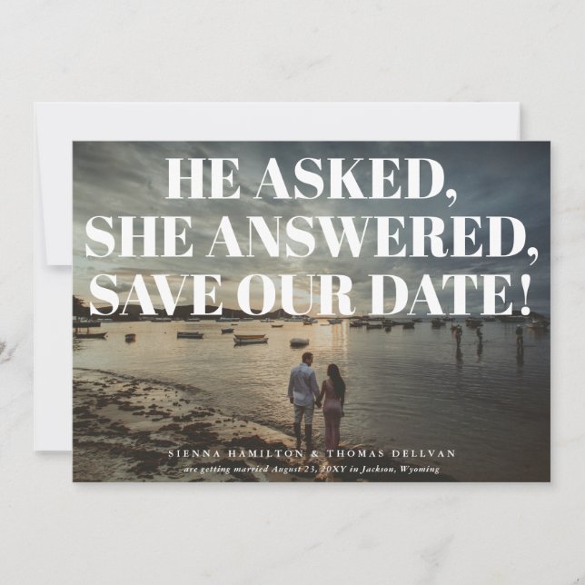 Bold and Cheeky Typographic Wedding Save the Date (Front)