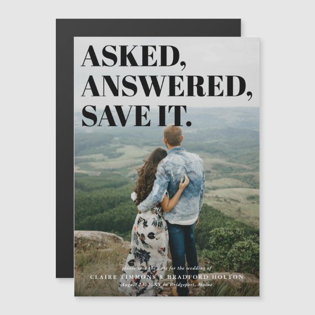 Bold and Cheeky Typographic Wedding Save the Date Magnetic Invitation (Front/Back)