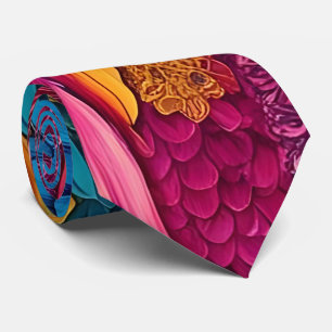 Bold and Colorful Botanical Neck Tie