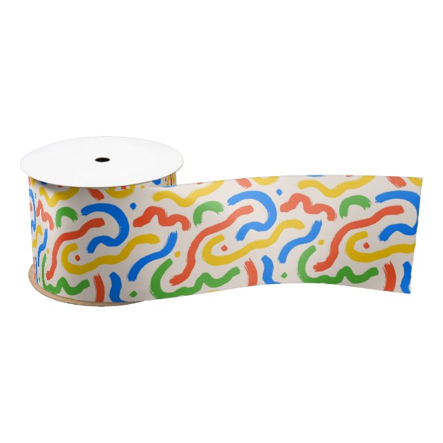 Bold and Colourful Brushstrokes Pattern Satin Ribbon (Spool)