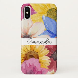 Bold and Colourful Floral Name Case-Mate iPhone Case