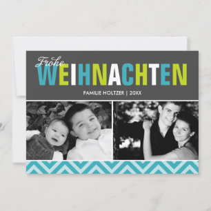 Bold and Colourful Frohe Weihnachten Photo Holiday Card