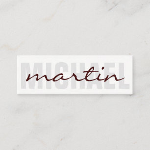 Bold and Cursive Text (deep red) Mini Business Card